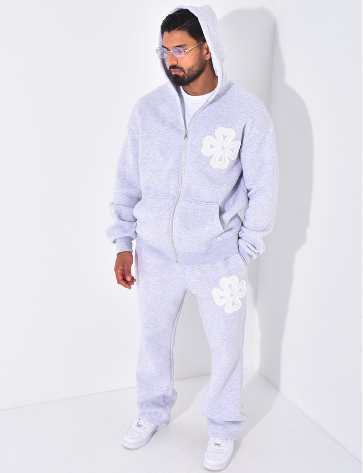 Ensemble pantalon et sweat zippé à motifs