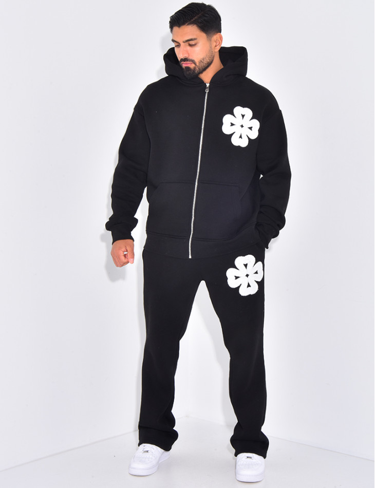 Ensemble pantalon et sweat zippé à motifs