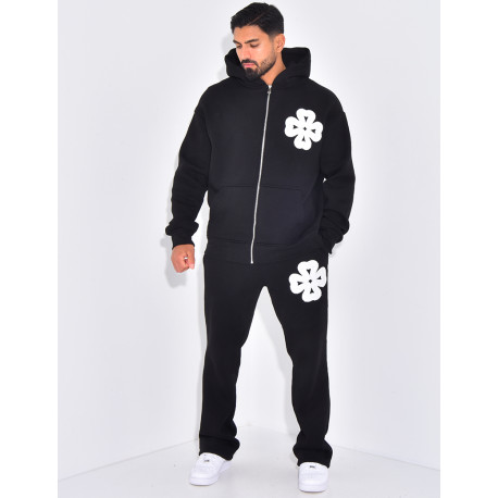 Ensemble pantalon et sweat zippé à motifs