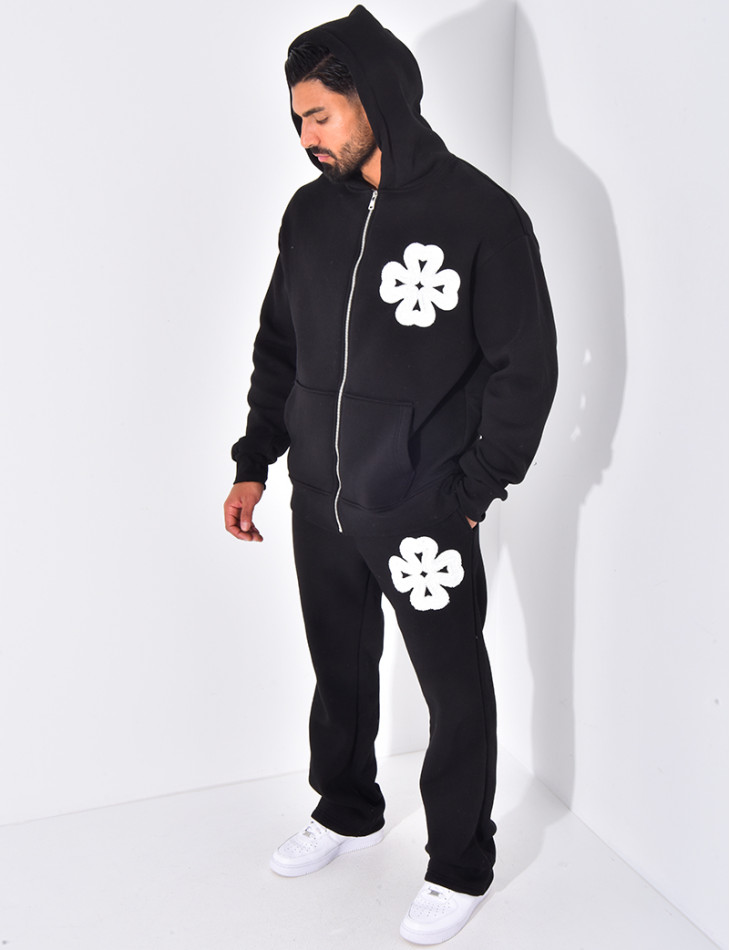 Ensemble pantalon et sweat zippé à motifs