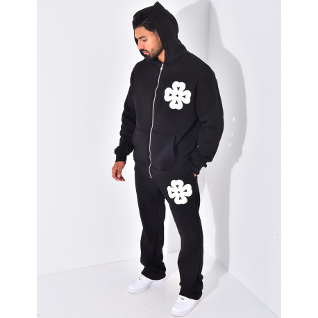 Ensemble pantalon et sweat zippé à motifs