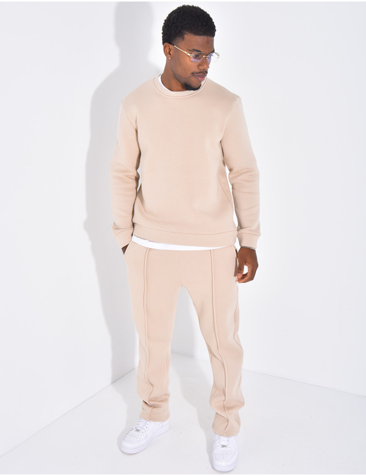 Ensemble de jogging pantalon à bande et sweat col rond