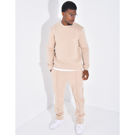 Ensemble de jogging pantalon à bande et sweat col rond