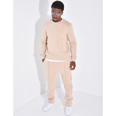 Ensemble de jogging pantalon à bande et sweat col rond