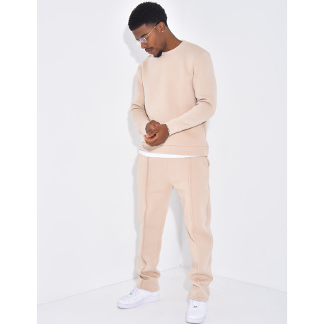 Ensemble de jogging pantalon à bande et sweat col rond