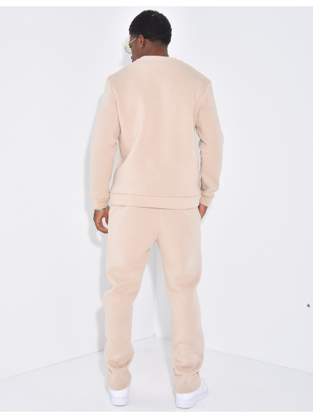 Ensemble de jogging pantalon à bande et sweat col rond