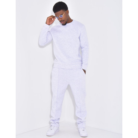 Ensemble de jogging pantalon à bande et sweat col rond