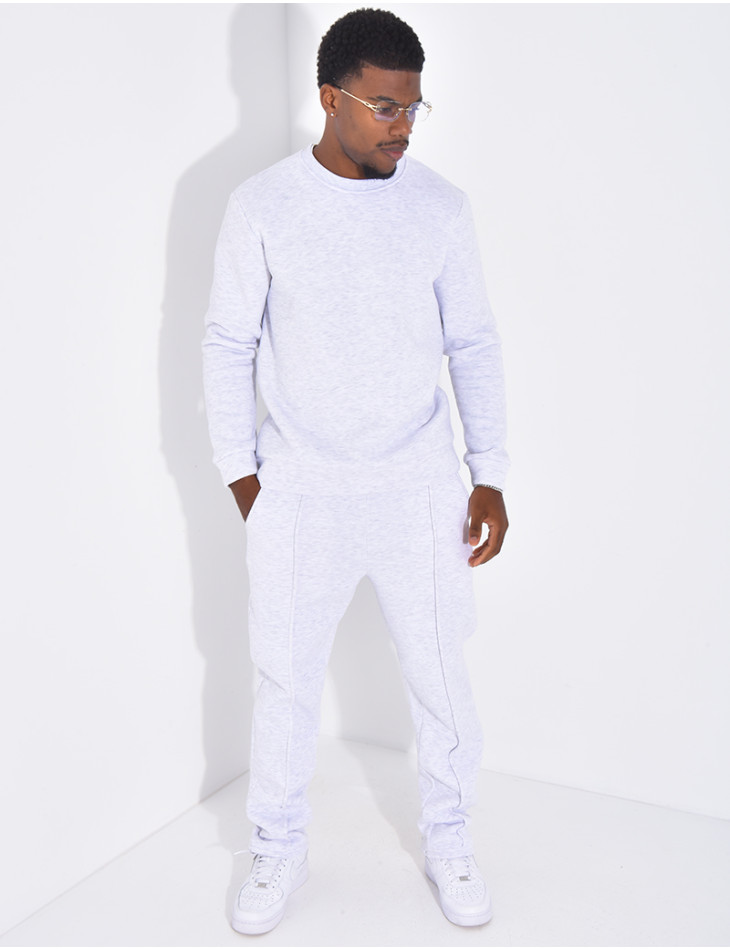 Ensemble de jogging pantalon à bande et sweat col rond