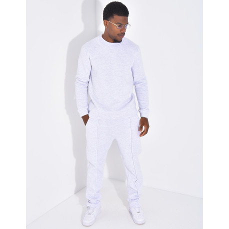 Ensemble de jogging pantalon à bande et sweat col rond