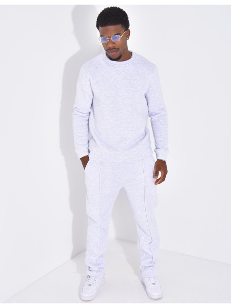 Ensemble de jogging pantalon à bande et sweat col rond