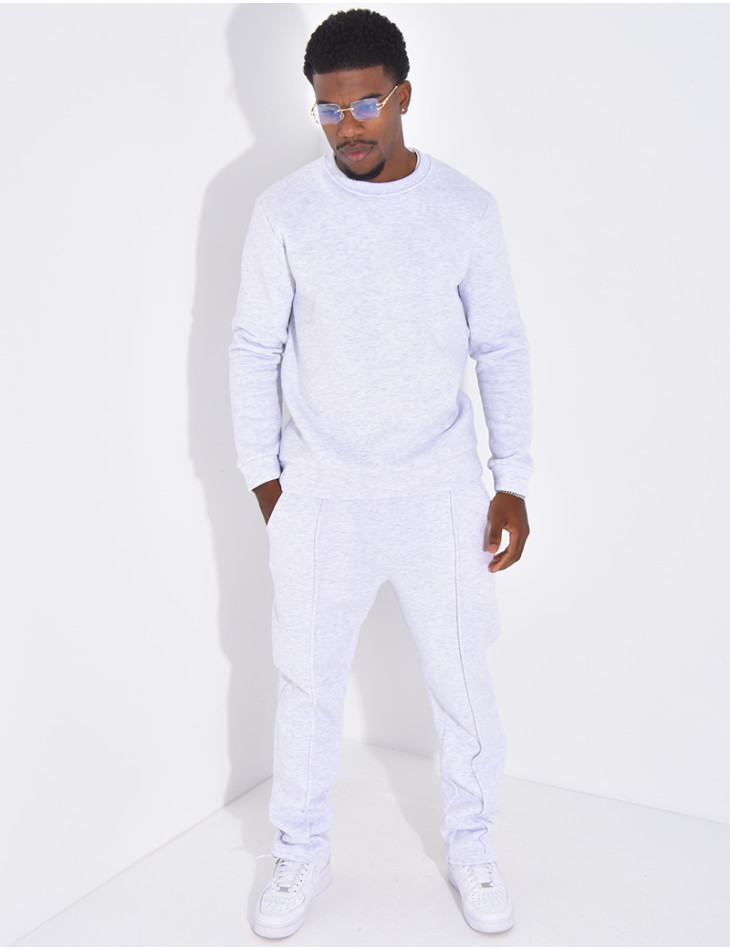 Ensemble de jogging pantalon à bande et sweat col rond
