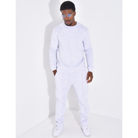 Ensemble de jogging pantalon à bande et sweat col rond