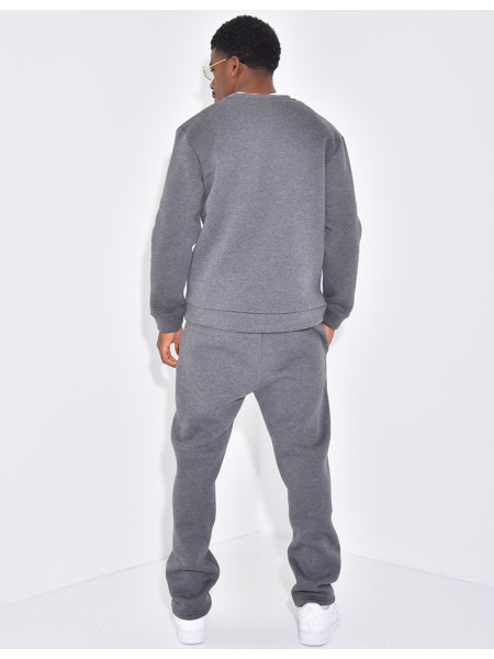 Ensemble de jogging pantalon à bande et sweat col rond