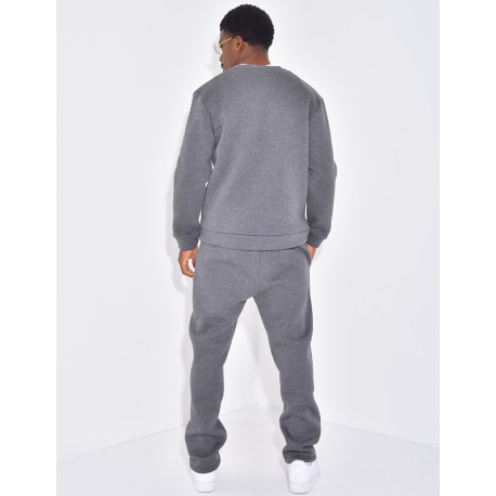 Ensemble de jogging pantalon à bande et sweat col rond