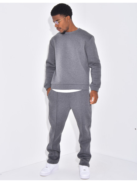 Ensemble de jogging pantalon à bande et sweat col rond