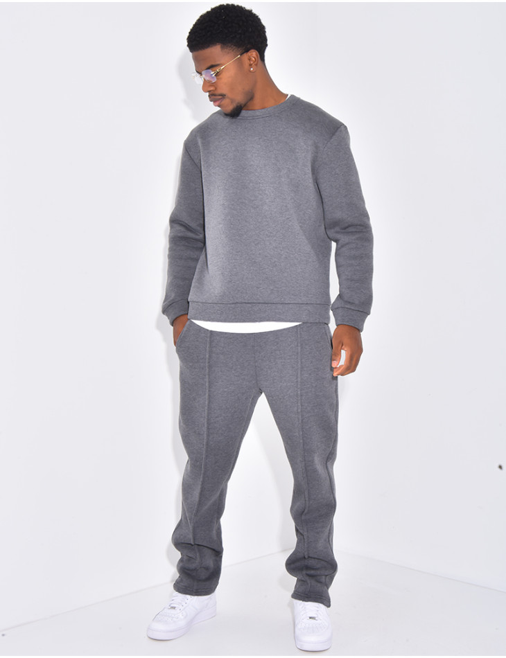 Ensemble de jogging pantalon à bande et sweat col rond