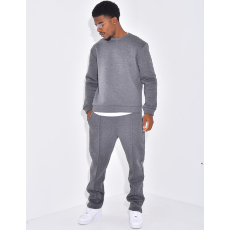 Ensemble de jogging pantalon à bande et sweat col rond