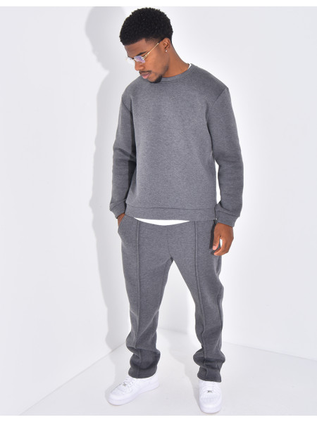 Ensemble de jogging pantalon à bande et sweat col rond