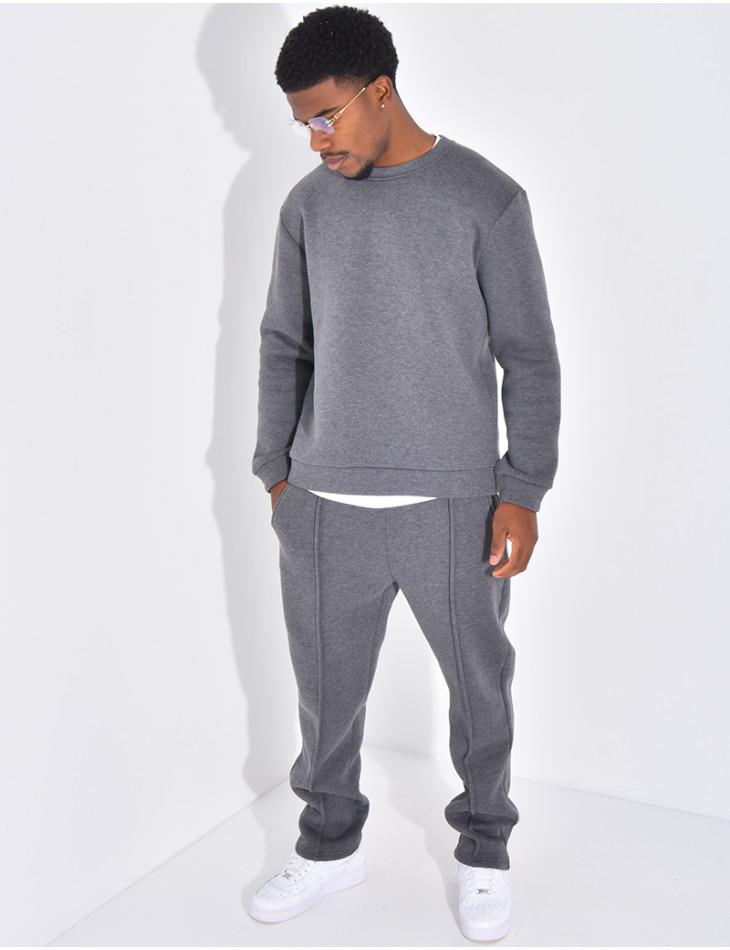 Ensemble de jogging pantalon à bande et sweat col rond