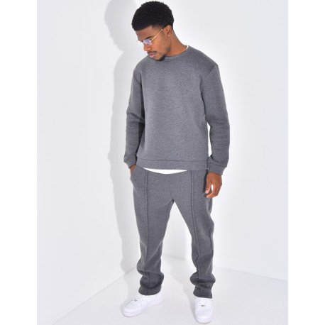 Ensemble de jogging pantalon à bande et sweat col rond