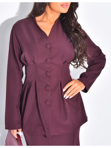 Ensemble blazer boutonnée et jupe longue évasée