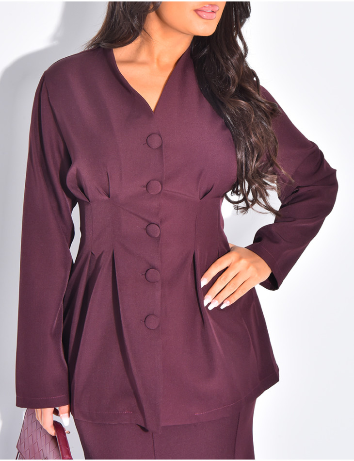 Ensemble blazer boutonnée et jupe longue évasée