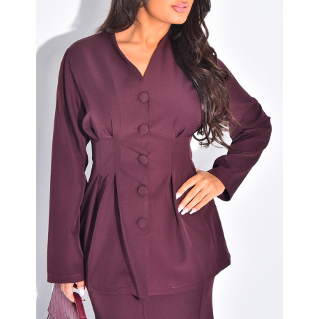 Ensemble blazer boutonnée et jupe longue évasée