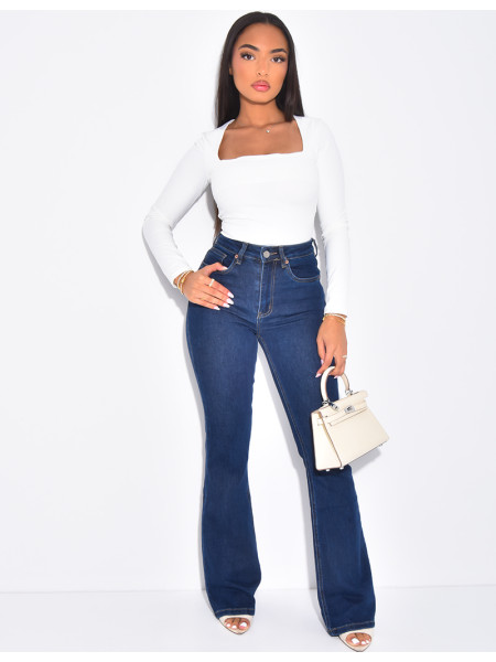 Jeans skinny stretch à bas évasé