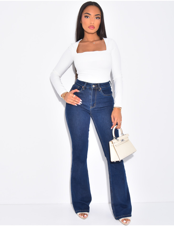 Jeans skinny stretch à bas évasé