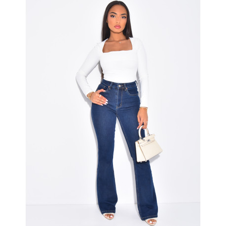 Jeans skinny stretch à bas évasé