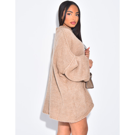 Oversized mohair jumper with stand-up collar