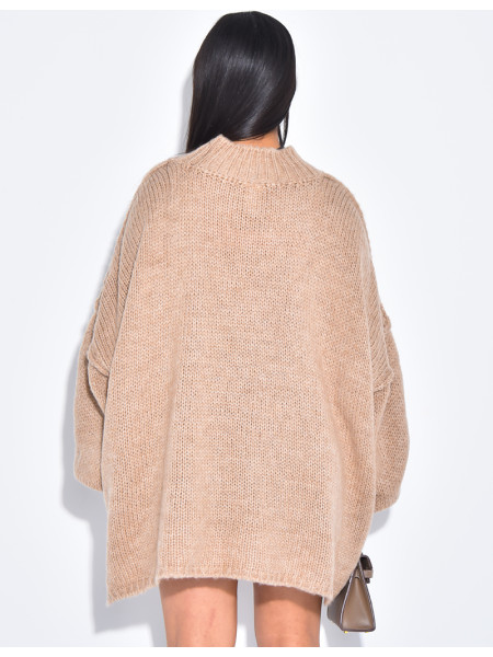 Oversized mohair jumper with stand-up collar