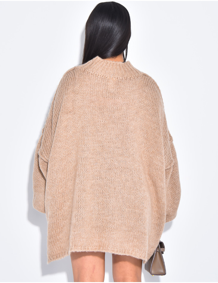 Oversized mohair jumper with stand-up collar