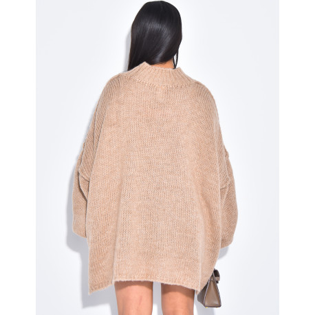 Oversized mohair jumper with stand-up collar