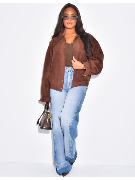 Bomberjacke aus Wildlederimitat