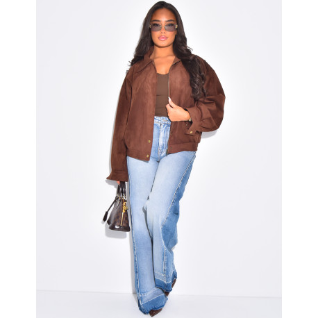 Bomberjacke aus Wildlederimitat