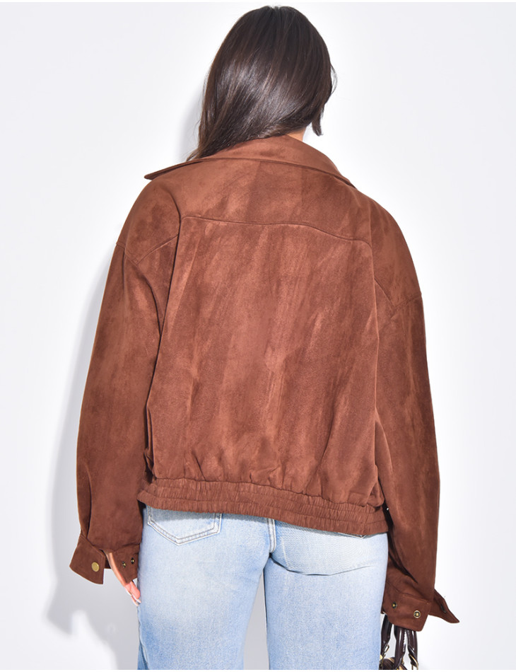 Bomberjacke aus Wildlederimitat