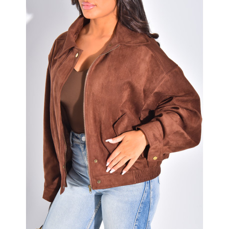 Bomberjacke aus Wildlederimitat