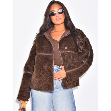 Oversize-Jacke aus geradlinigem Lammfell