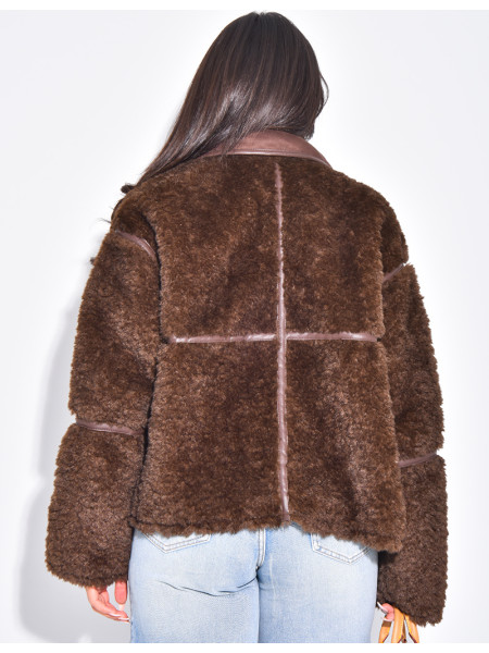Straight oversized sheepskin jacket