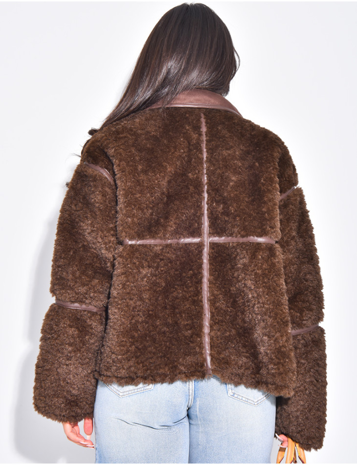 Straight oversized sheepskin jacket