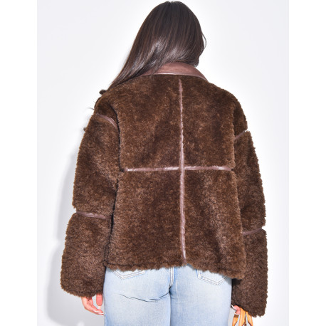 Straight oversized sheepskin jacket