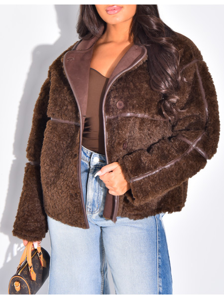 Straight oversized sheepskin jacket