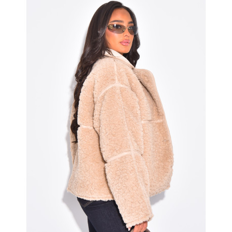 Straight oversized sheepskin jacket