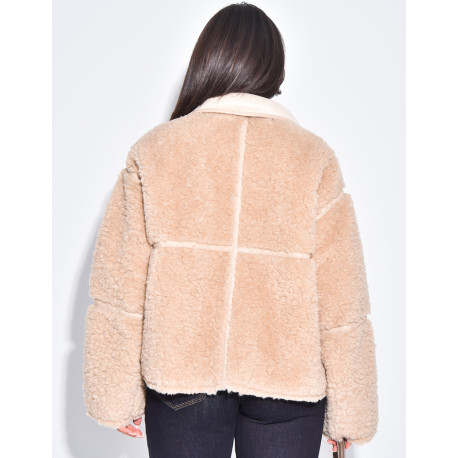 Straight oversized sheepskin jacket