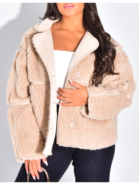 Straight oversized sheepskin jacket