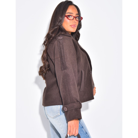 Short premium felt trench coat with buttons