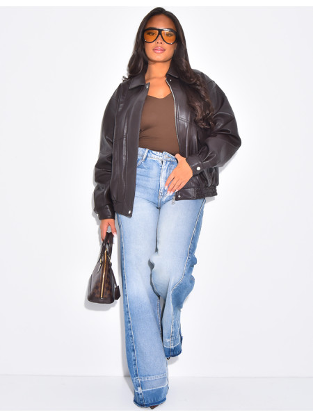 Oversized bomber jackets in thick faux leather