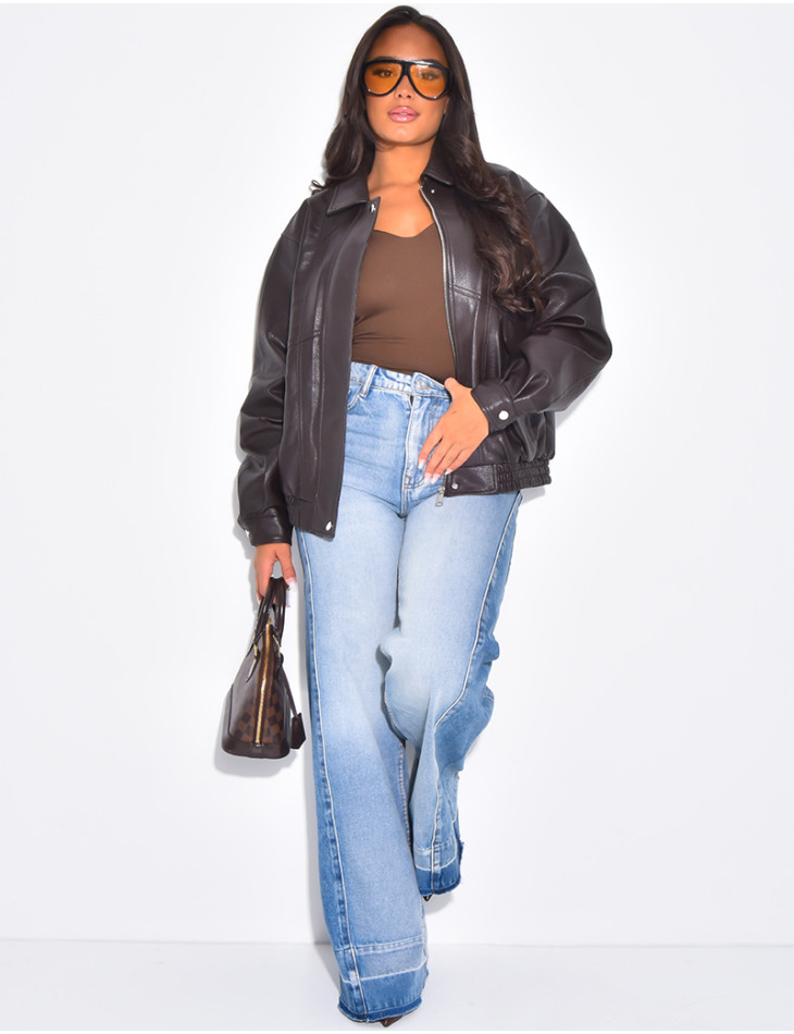 Oversized bomber jackets in thick faux leather