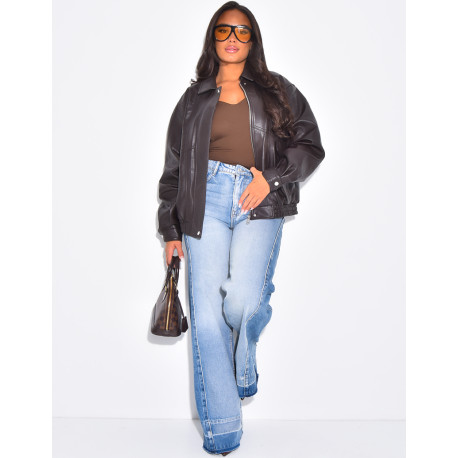 Oversized bomber jackets in thick faux leather